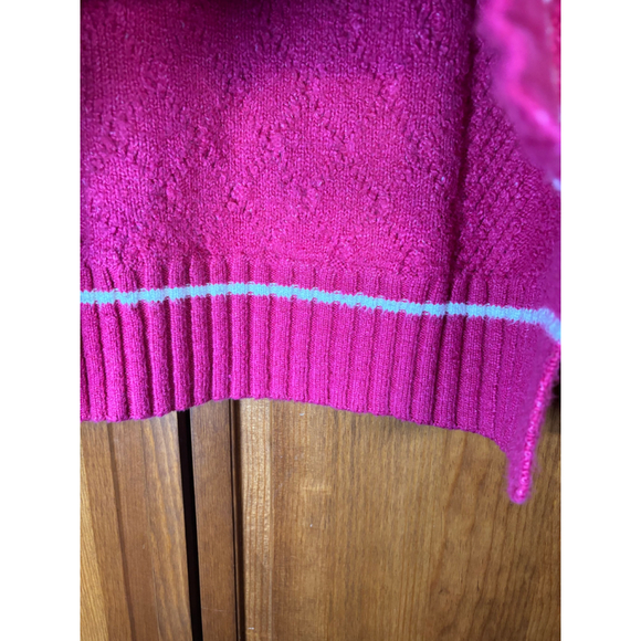 Maeve by Anthropologie Tilly Pullover Sweater V-Neck Cable Knit Varsity Pink W L - Picture 10 of 13